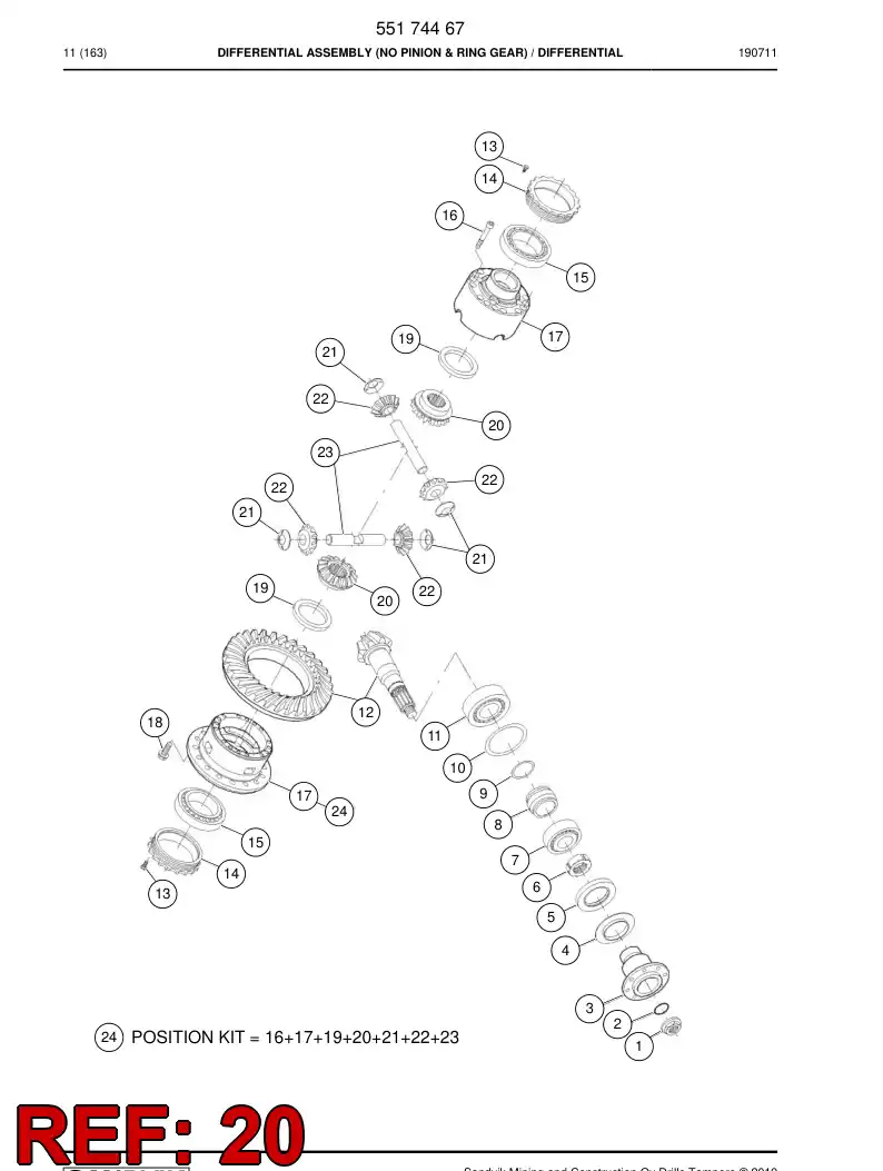 55174495 551 744 95 Gear Wheel - Sandvik Technical Drawing