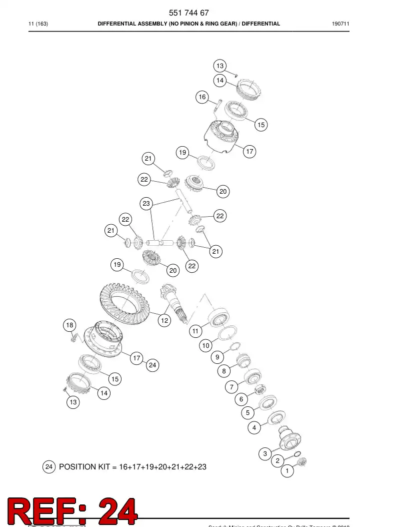 55174499 551 744 99 Differential Assembly (No Pinion & Ring Gear) - Sandvik Technical Drawing