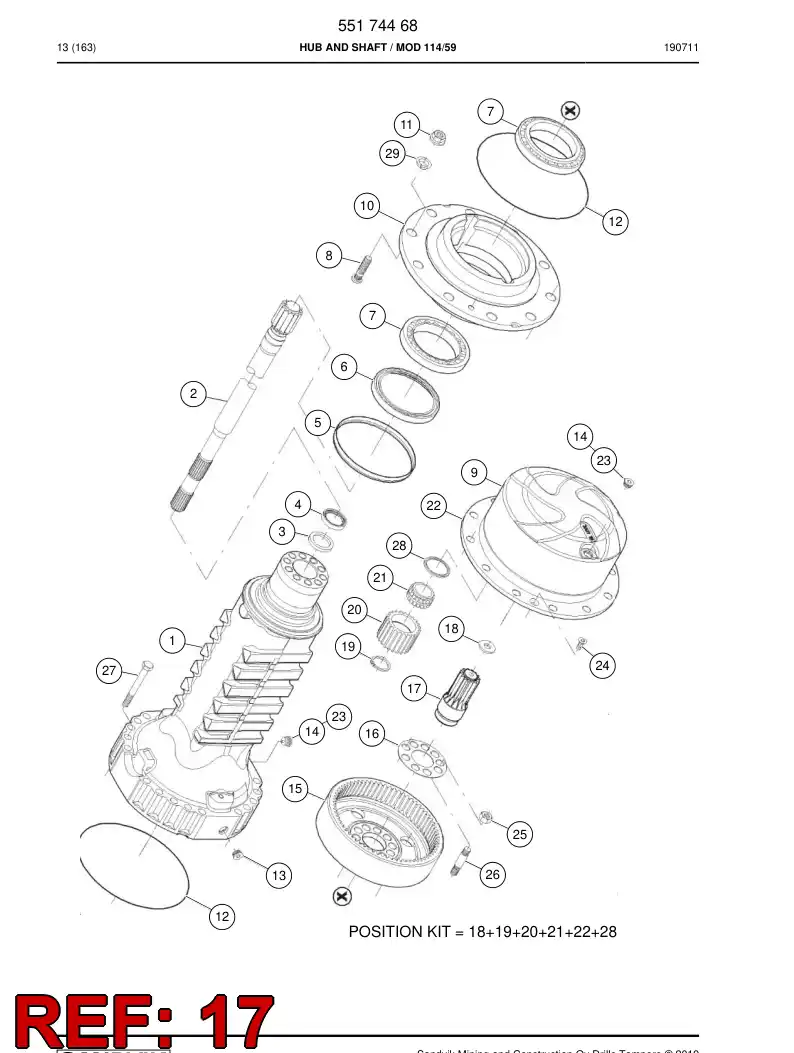 55174529 551 745 29 Gear, Pinion - Sandvik Technical Drawing