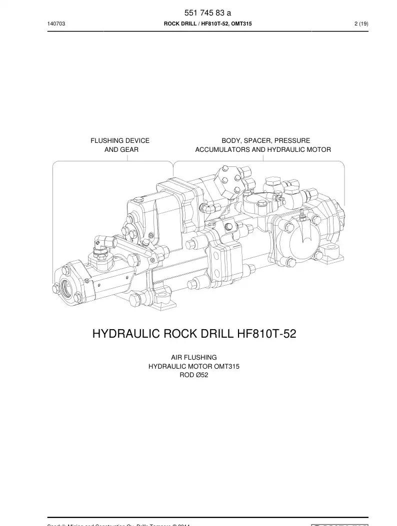 55174583a 551 745 83a Rock Drill - Sandvik Technical Drawing