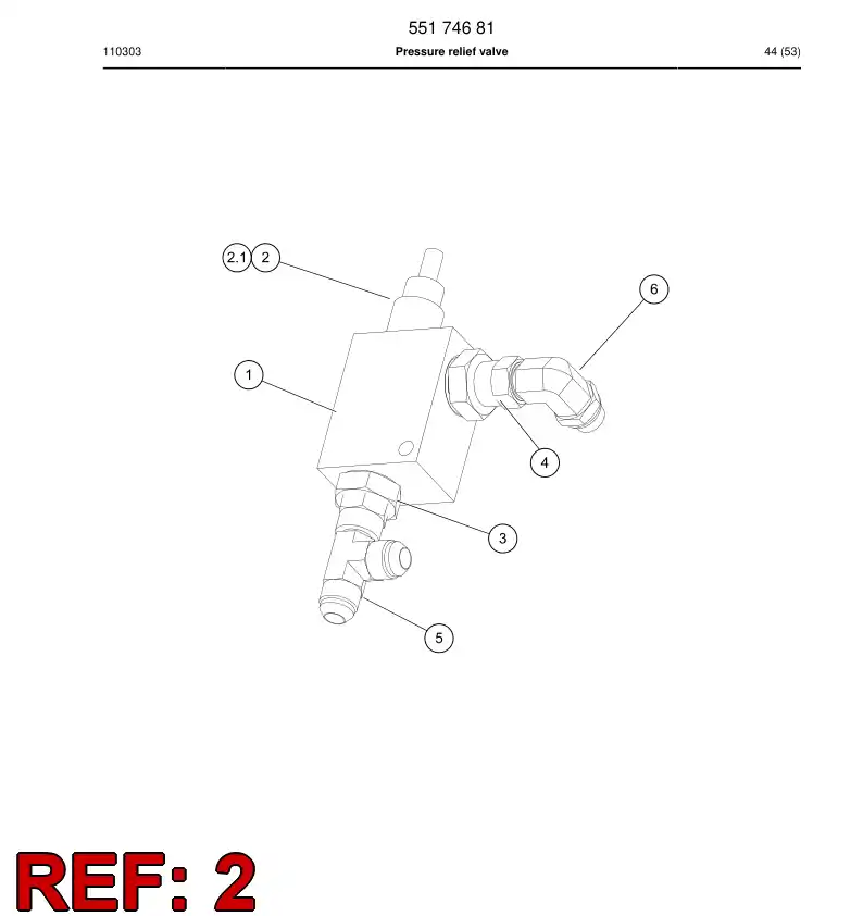 55174680 551 746 80 Valve, Pressure Relief - Sandvik Technical Drawing
