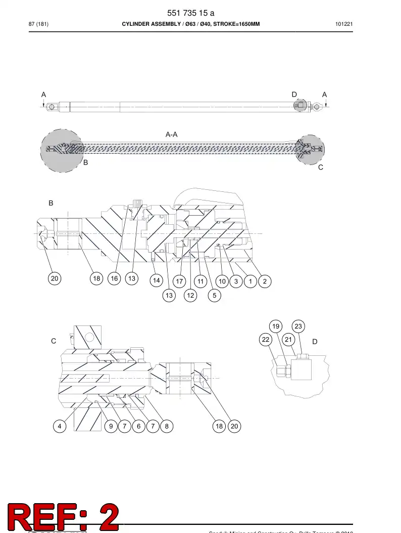 55174879 551 748 79 PISTON rod assembly - Sandvik Technical Drawing