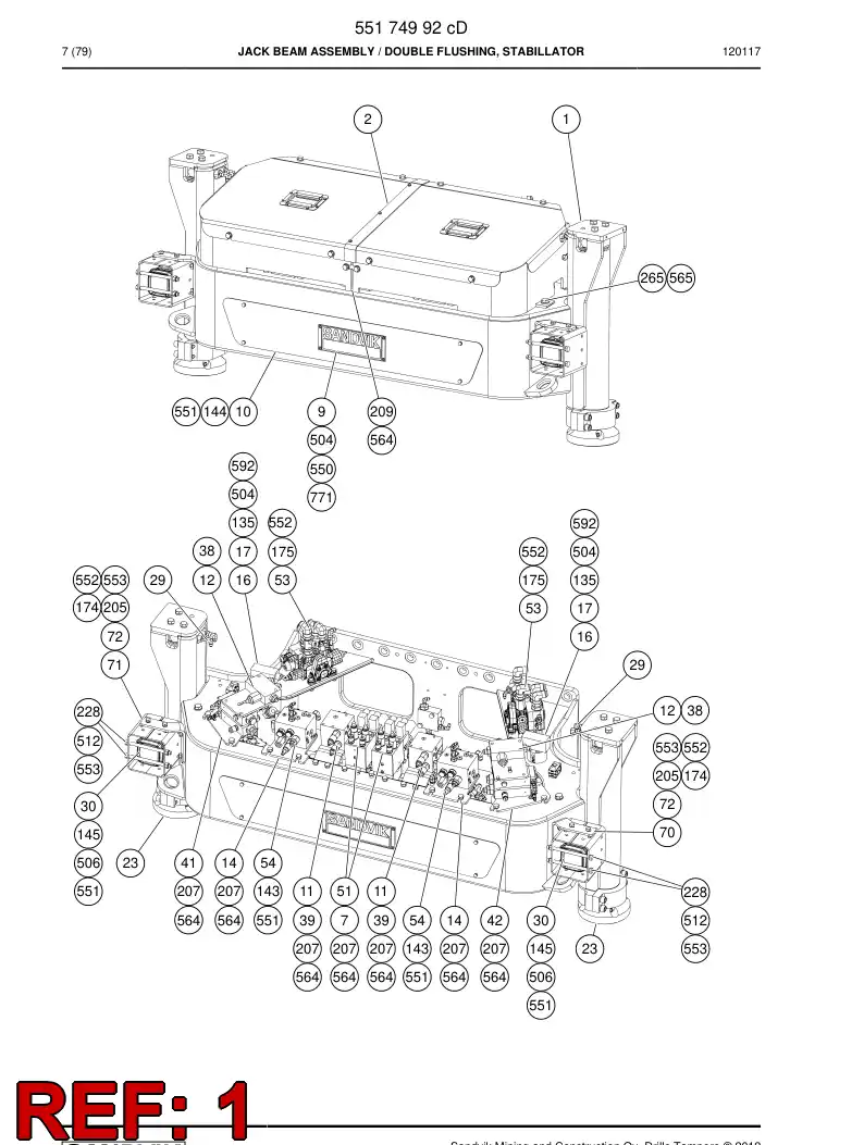 55175021 551 750 21 Jack beam - Sandvik Technical Drawing