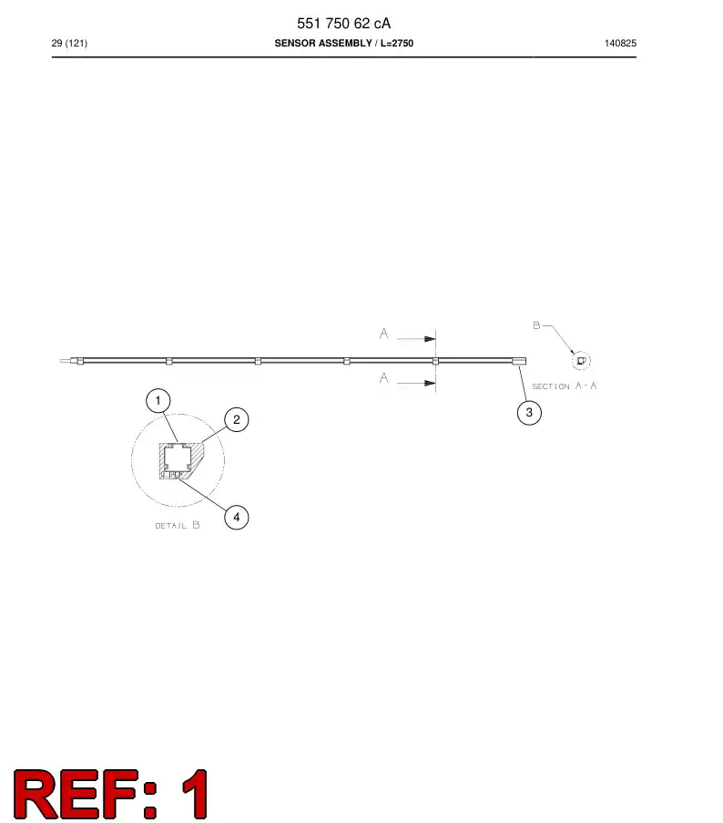 55175035c 551 750 35c Linear sensor - Sandvik Technical Drawing