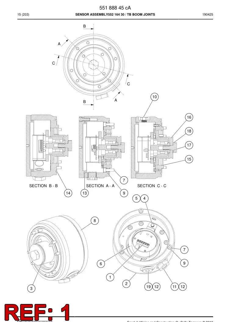 55175051a 551 750 51a Sensor - Sandvik Technical Drawing