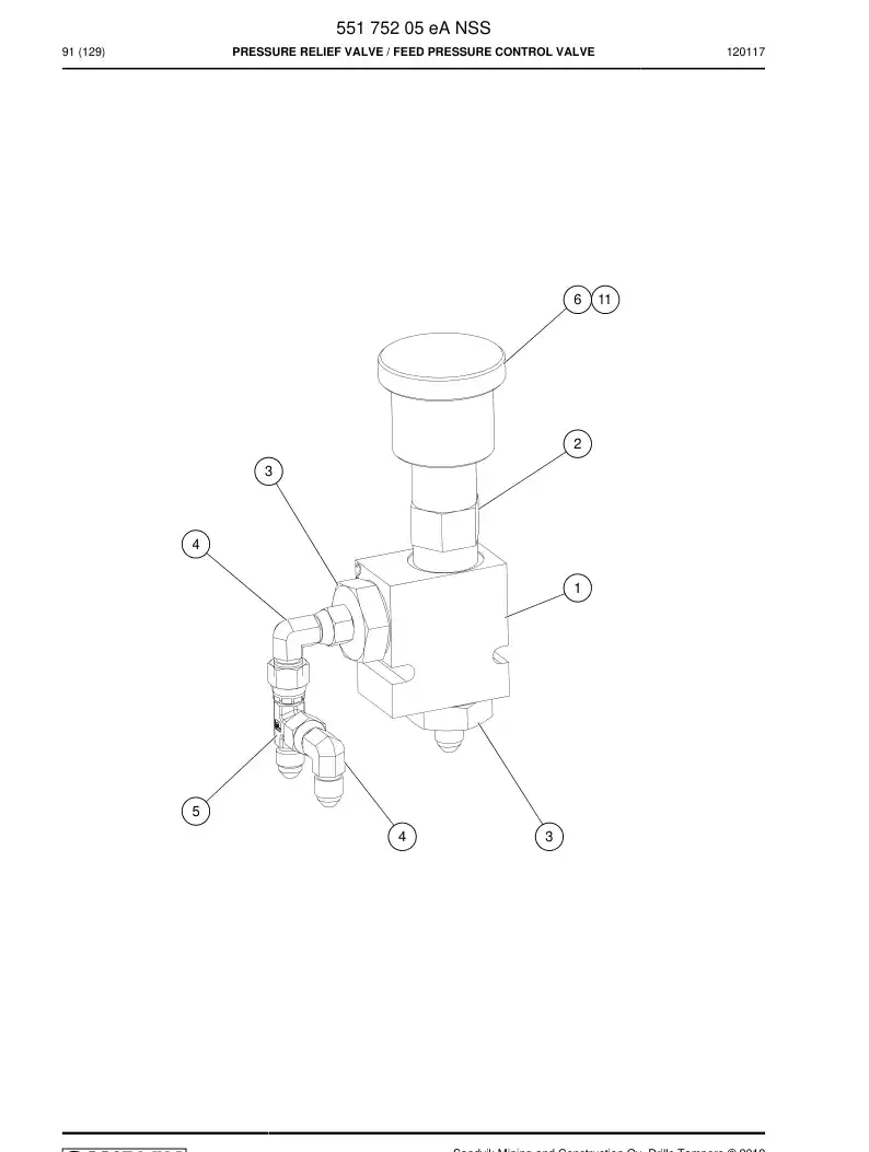 55175205f 551 752 05f Valve, Pressure Relief - Sandvik Technical Drawing