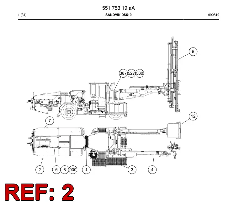 55175309a 551 753 09a Rear end module - Sandvik Technical Drawing