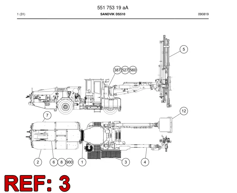 55175310d 551 753 10d Front end module - Sandvik Technical Drawing