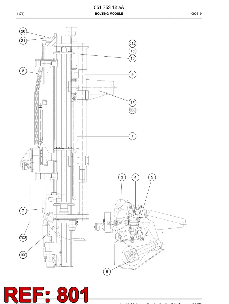 55175352a 551 753 52a HOSING - Sandvik Technical Drawing