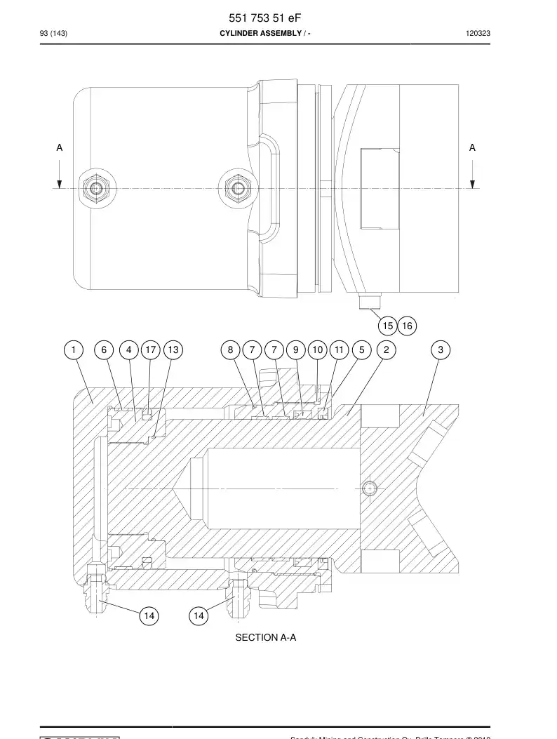 55175372a 551 753 72a Seal kit - Sandvik Technical Drawing