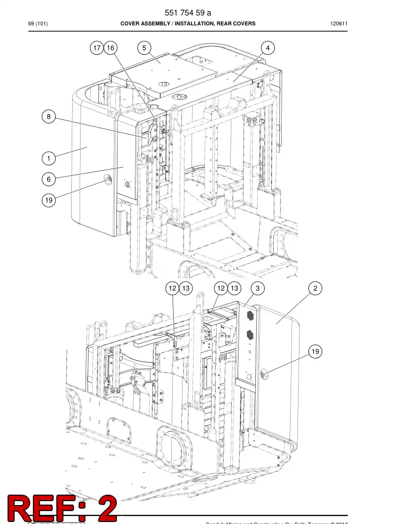55175467 551 754 67 Side cover - Sandvik Technical Drawing