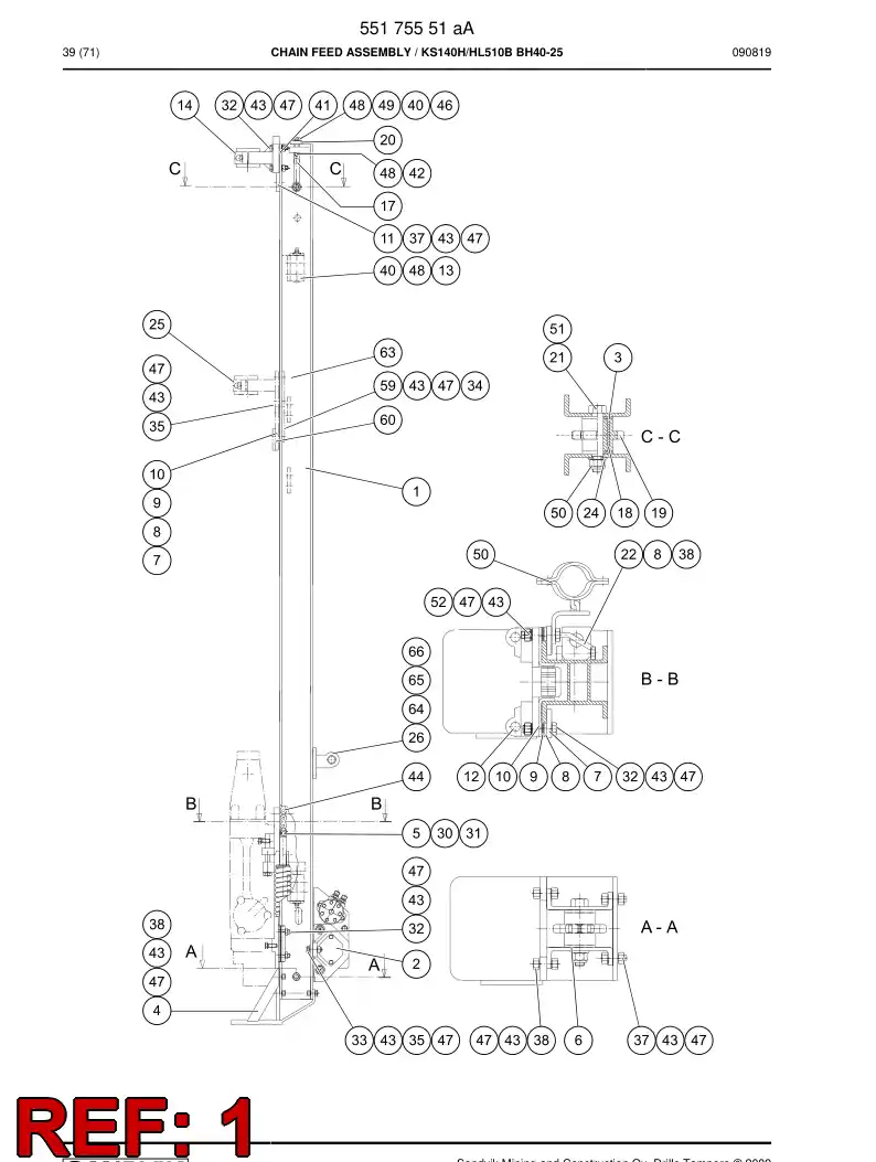 55175553 551 755 53 Rails - Sandvik Technical Drawing