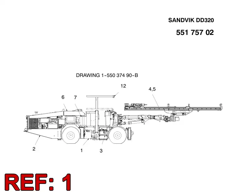 55175692 551 756 92 CARRIER FRAME PARTS - Sandvik Technical Drawing