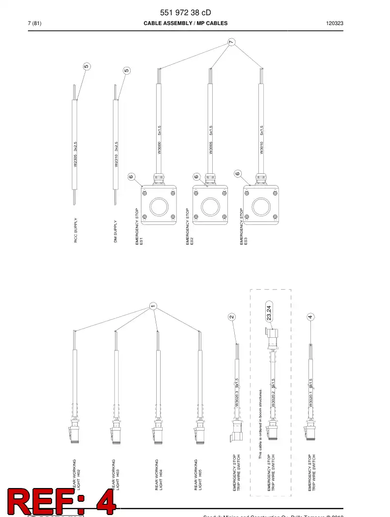 55175711a 551 757 11a Cable assembly - Sandvik Technical Drawing