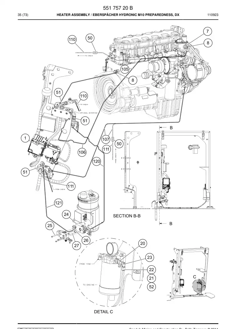 55175720 551 757 20 HEATER ASSEMBLY - Sandvik Technical Drawing