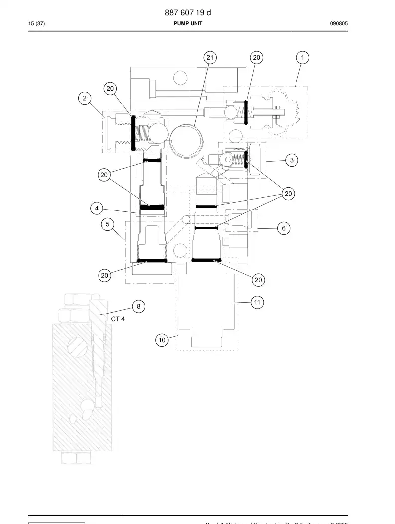 55175734 551 757 34 Bleed screw - Sandvik Technical Drawing