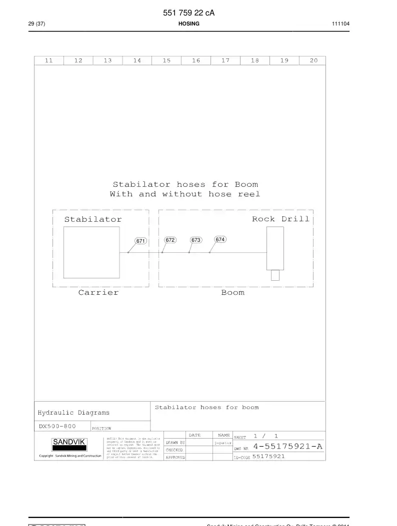 55175922c 551 759 22c Hosing Set - Sandvik Technical Drawing