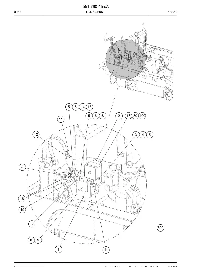 55176045c 551 760 45c Pump, Filling - Sandvik Technical Drawing