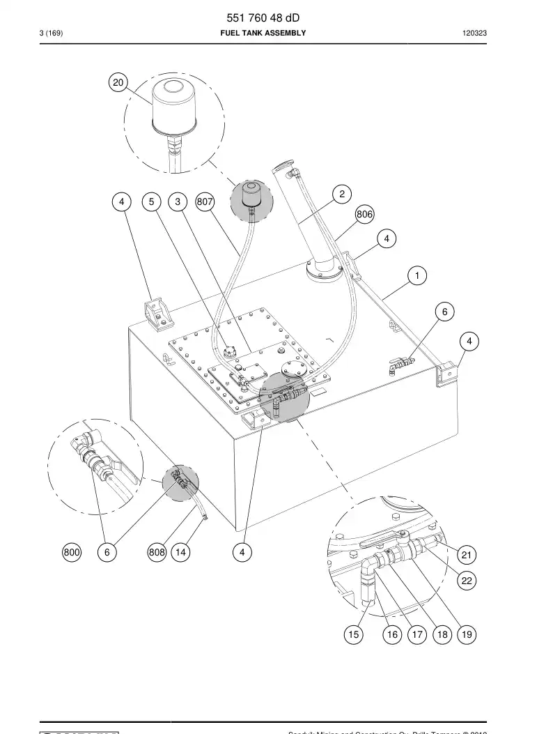 55176048h 551 760 48h Tank Assembly, Fuel - Sandvik Technical Drawing