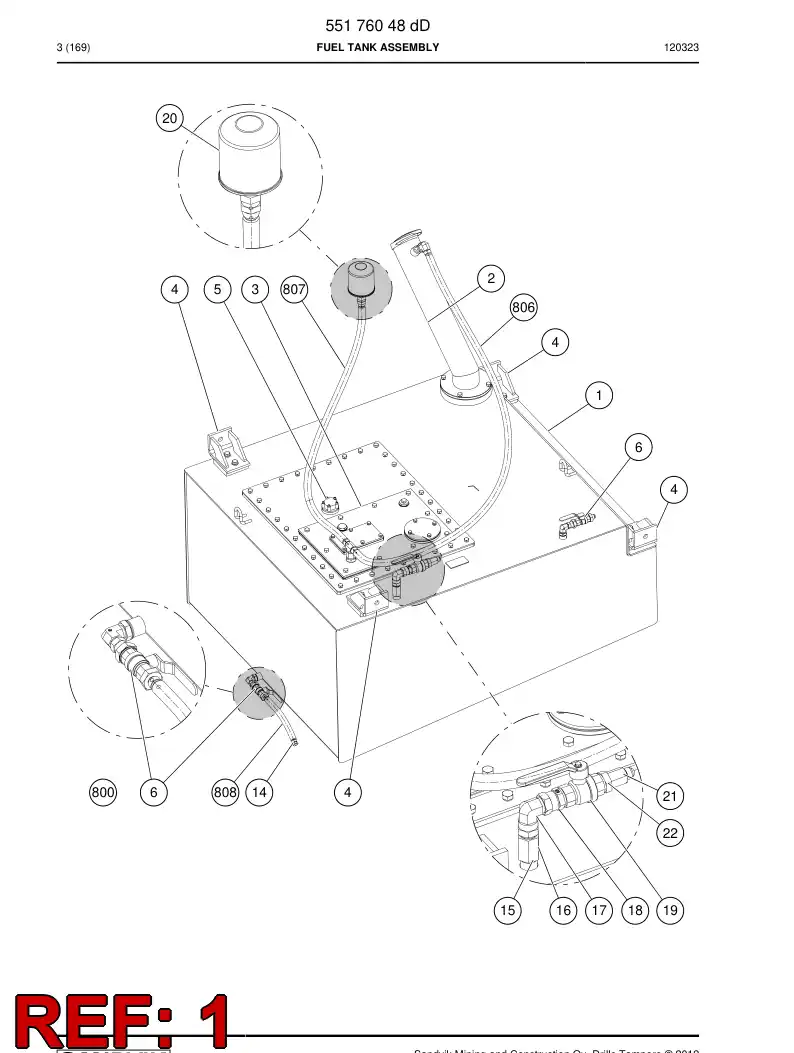 55176232 551 762 32 Tank, Fuel - Sandvik Technical Drawing
