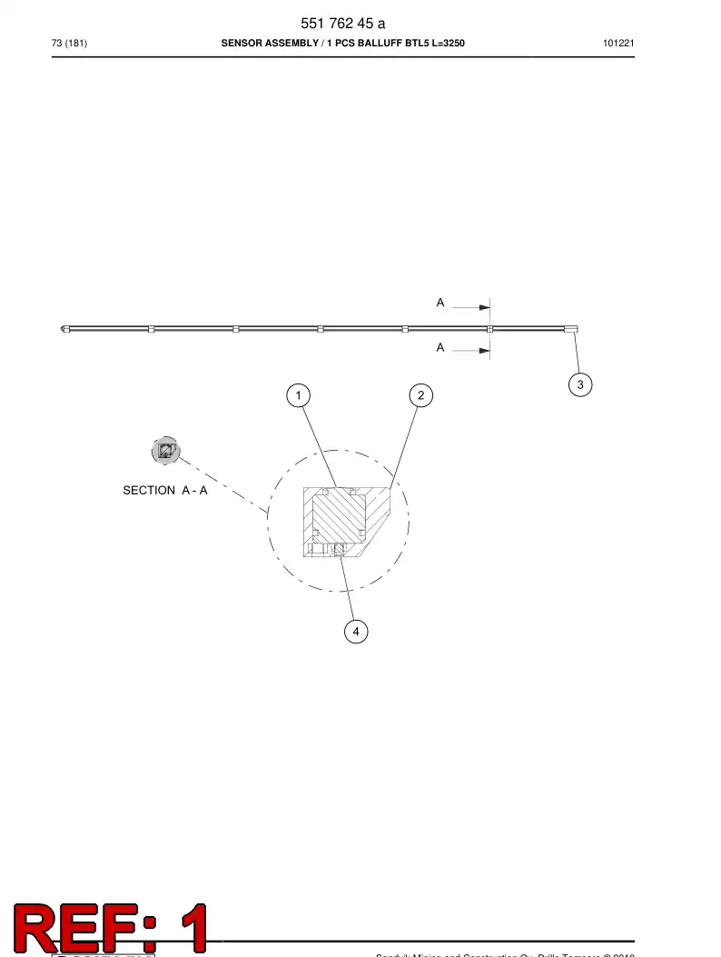 55176242a 551 762 42a Linear sensor - Sandvik Technical Drawing