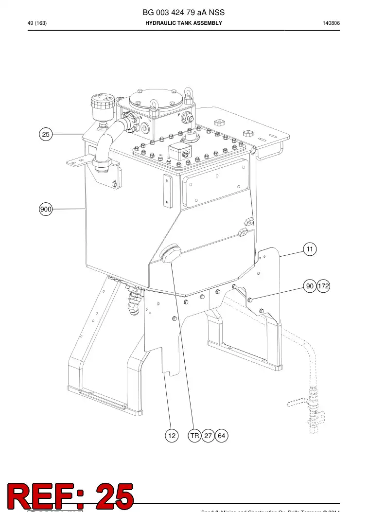 55176451 551 764 51 TUBERA, RETORNO - Sandvik Technical Drawing