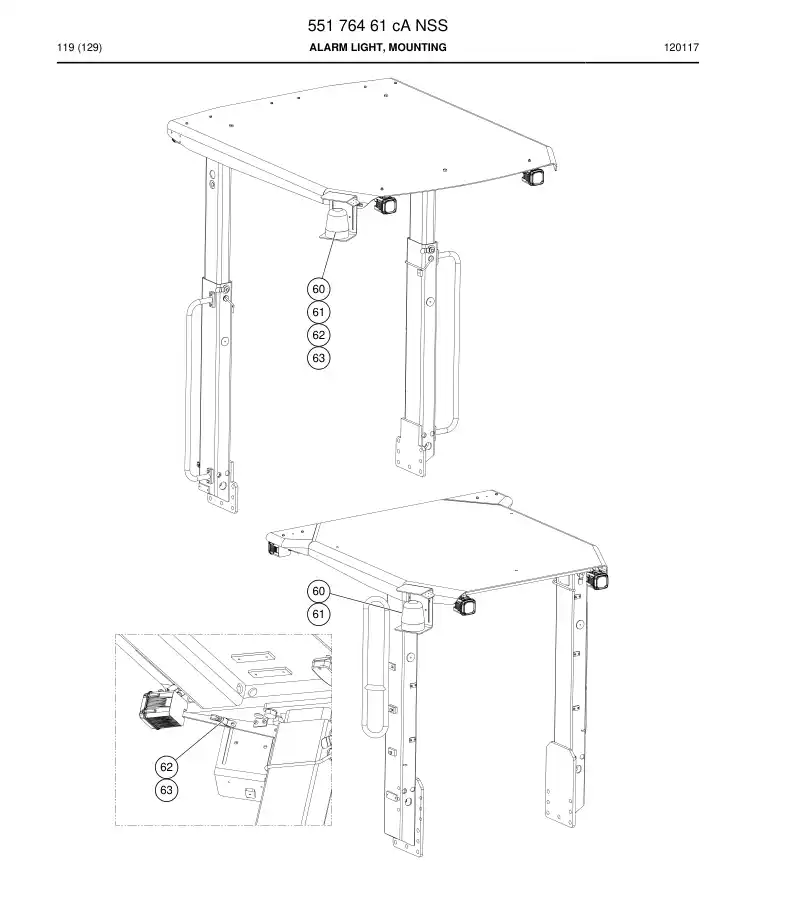 55176461c 551 764 61c Mounting, Alarm Light - Sandvik Technical Drawing