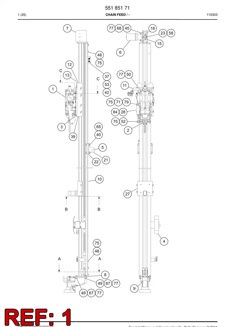 55176481 551 764 81 Rock drill - Sandvik Technical Drawing