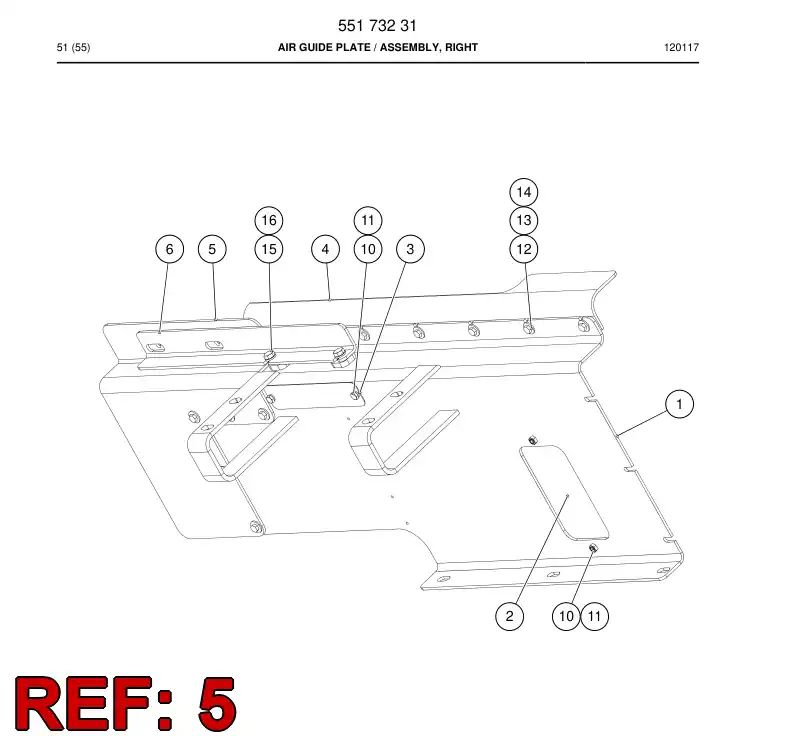 55176482 551 764 82 PLATE DE RUBBER - Sandvik Technical Drawing