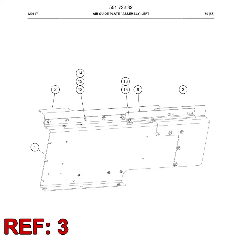 55176483 551 764 83 PLATE DE RUBBER - Sandvik Technical Drawing