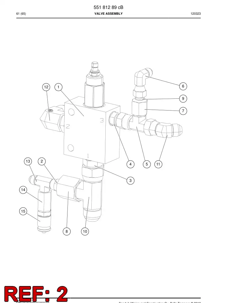 55176518a 551 765 18a Valve section - Sandvik Technical Drawing