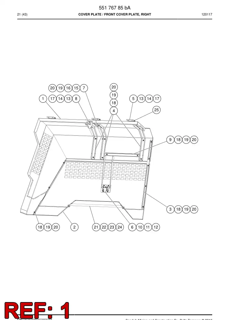 55176788 551 767 88 Cover plate - Sandvik Technical Drawing