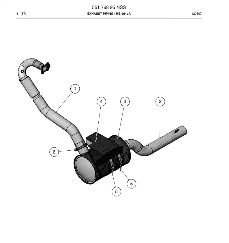 55176895 551 768 95 Exhaust piping - Sandvik Technical Drawing