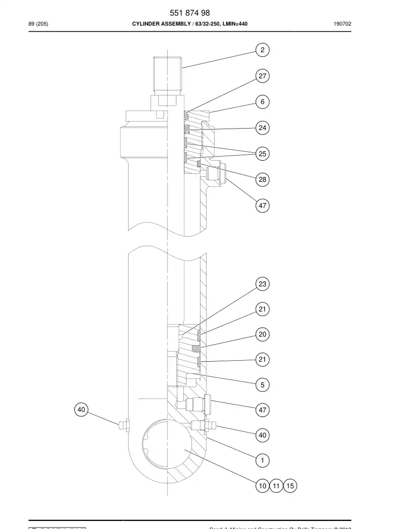 55176951 551 769 51 Seal Kit - Sandvik Technical Drawing