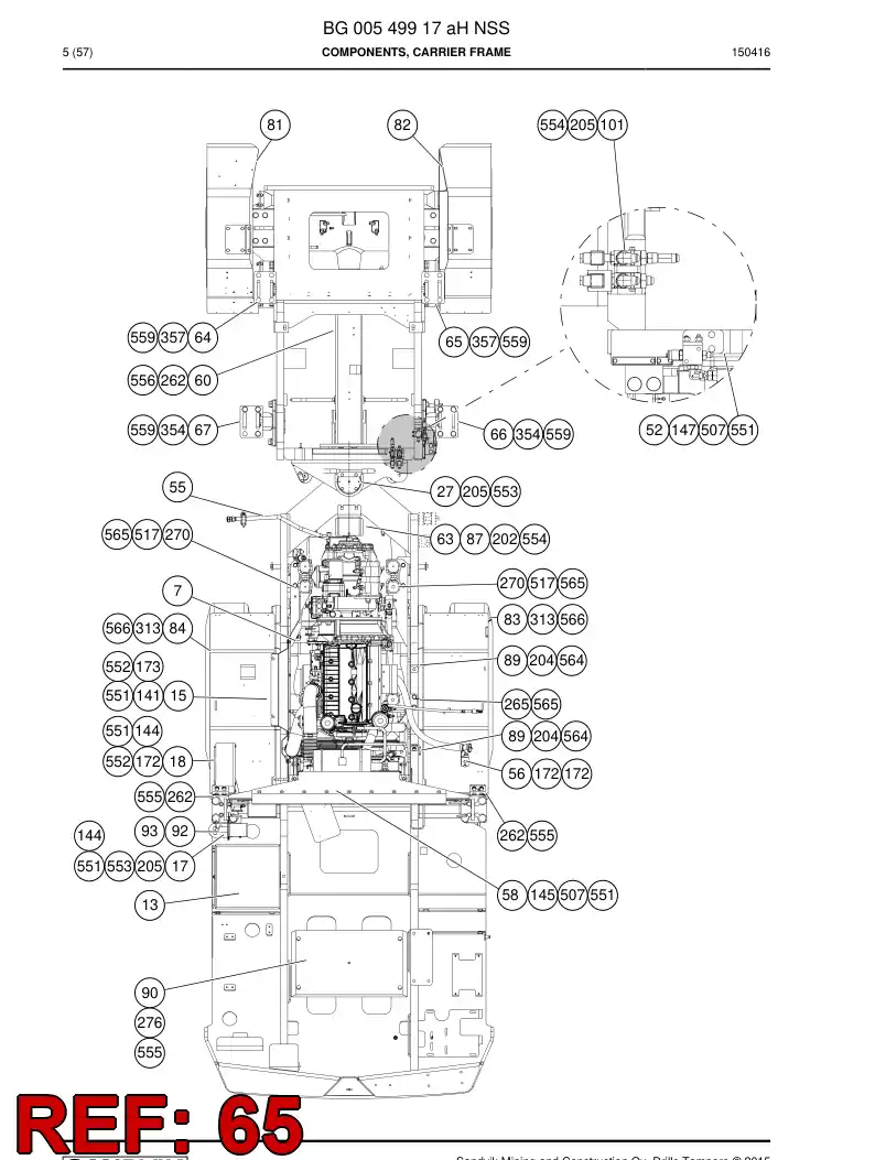 55176955 551 769 55 Cabin support - Sandvik Technical Drawing
