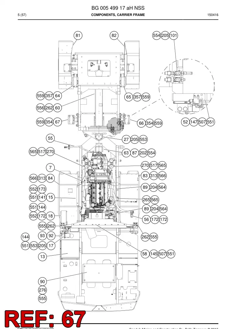 55176956 551 769 56 Cabin support - Sandvik Technical Drawing