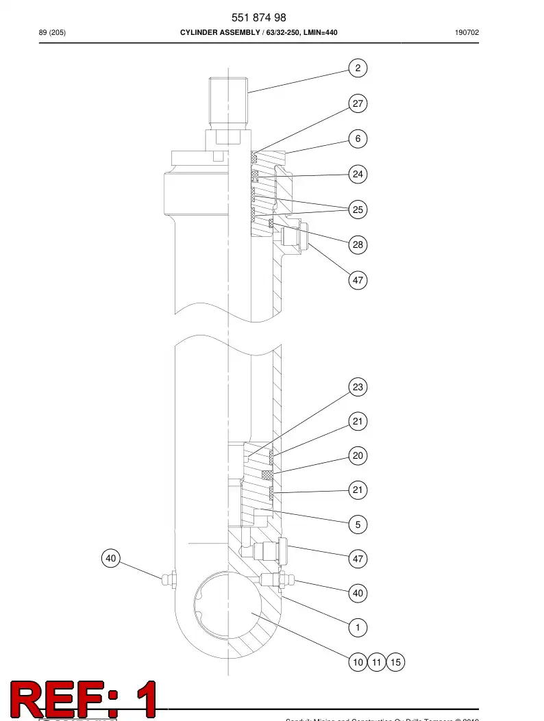 55176981 551 769 81 Cylinder Tube Assembly - Sandvik Technical Drawing