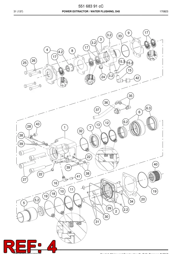55177192 551 771 92 Front cover assembly - Sandvik Technical Drawing