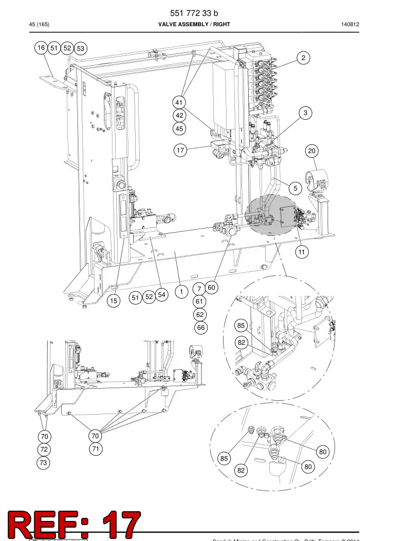 55177229 551 772 29 Supporting block assembly - Sandvik Technical Drawing
