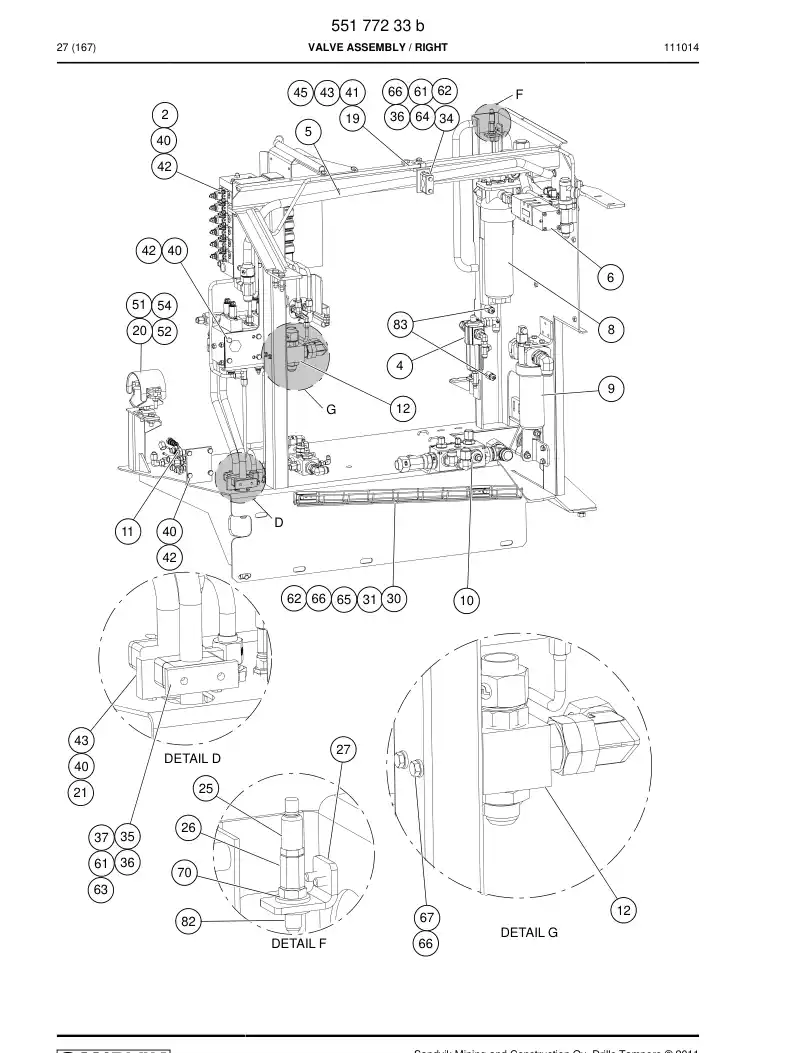 55177233b 551 772 33b Valve Assembly - Sandvik Technical Drawing