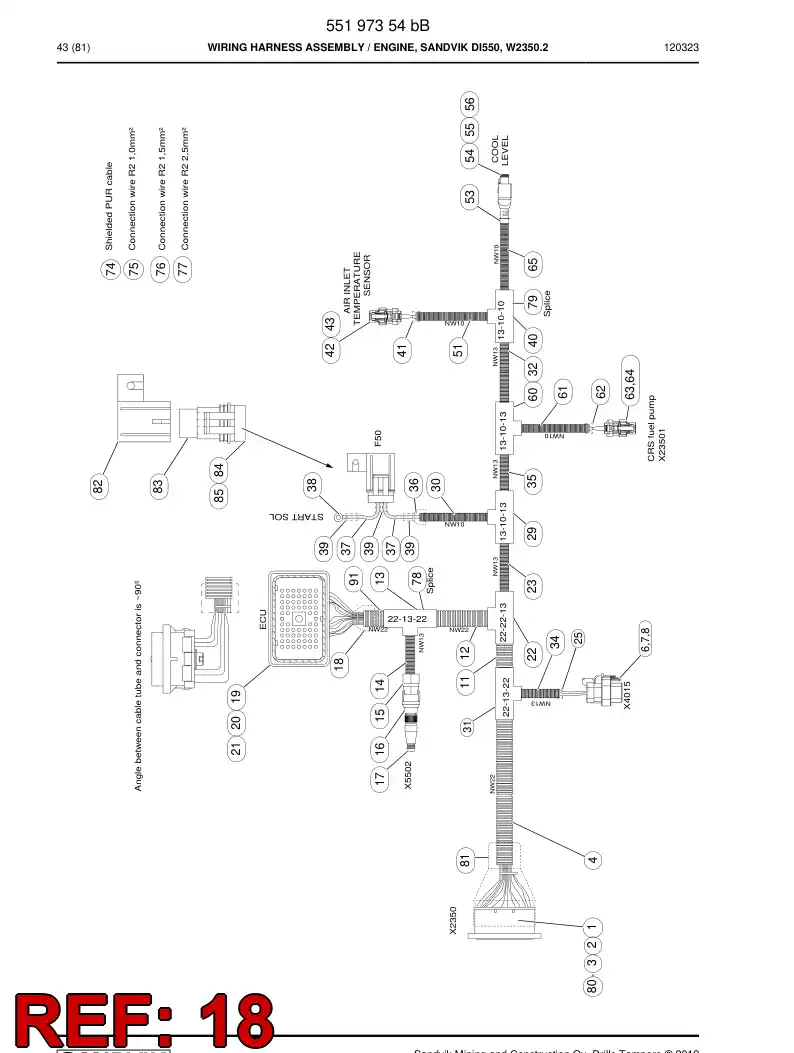 55178397 551 783 97 Seal, Cable - Sandvik Technical Drawing