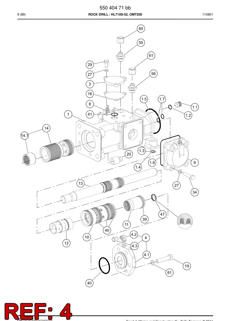 55178502 551 785 02 Rear cover - Sandvik Technical Drawing