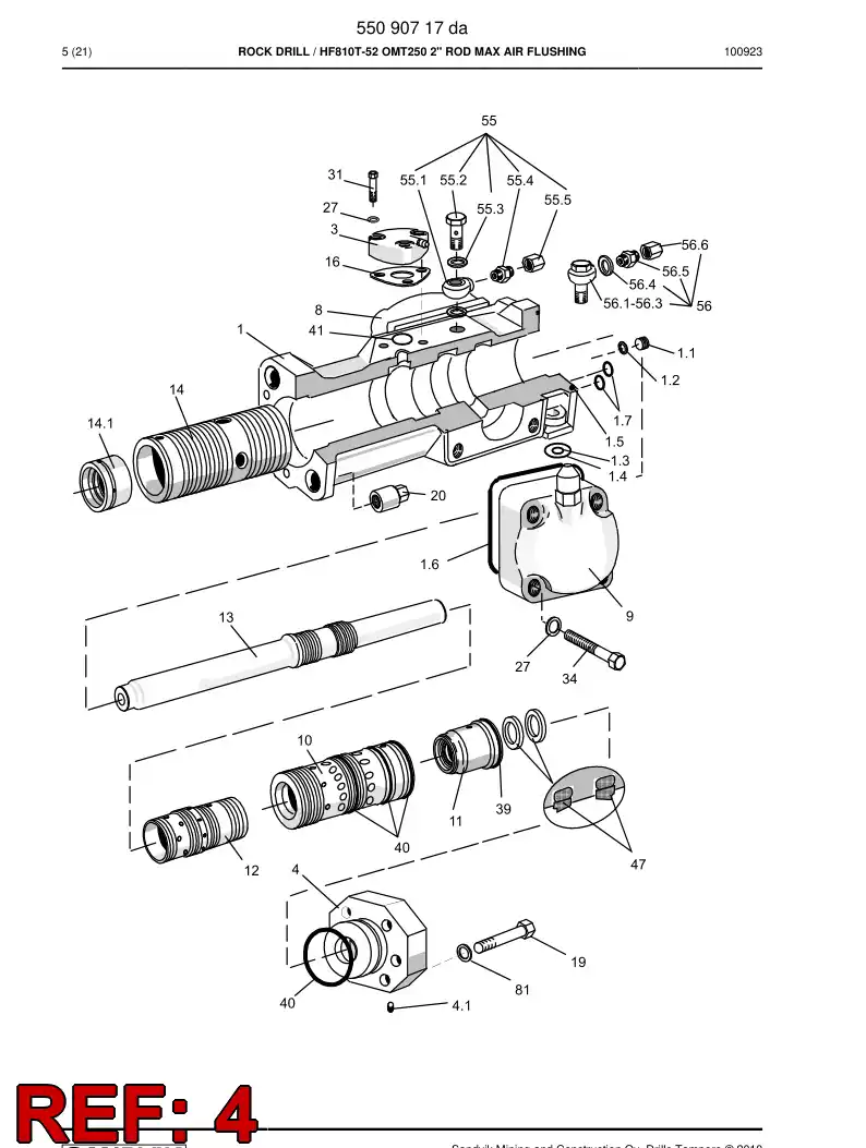55178507 551 785 07 Rear cover - Sandvik Technical Drawing