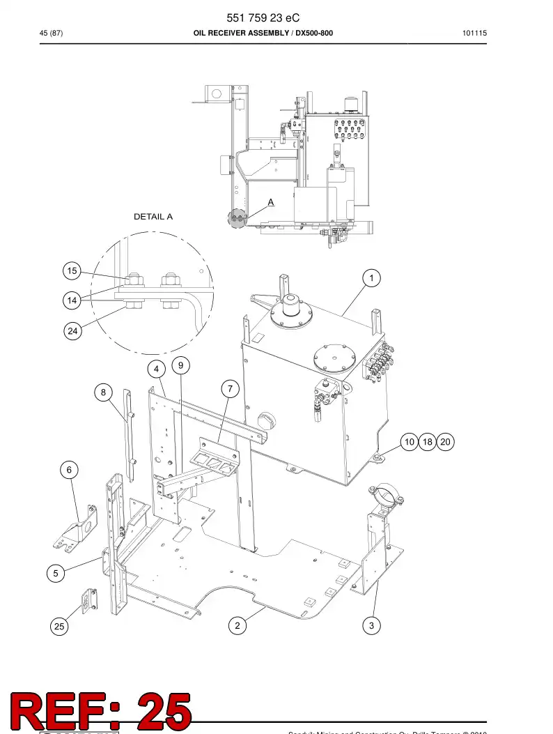 55178517 551 785 17 Bracket, Valve - Sandvik Technical Drawing
