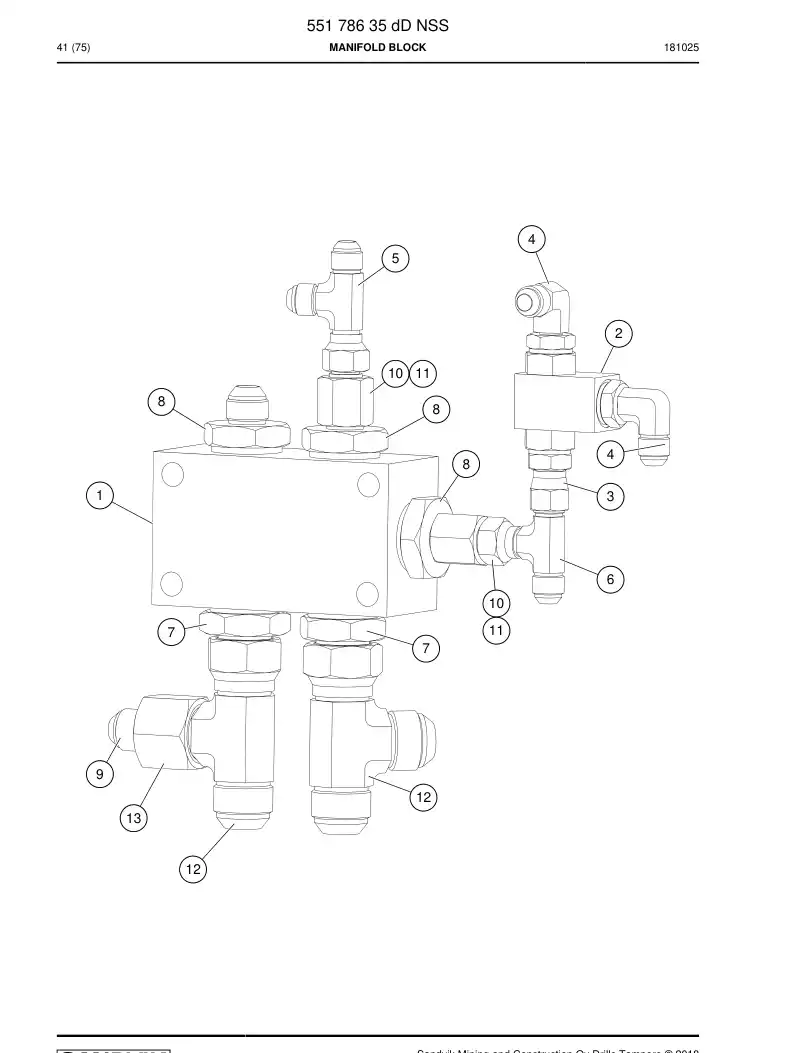 55178635d 551 786 35d Manifold Block - Sandvik Technical Drawing