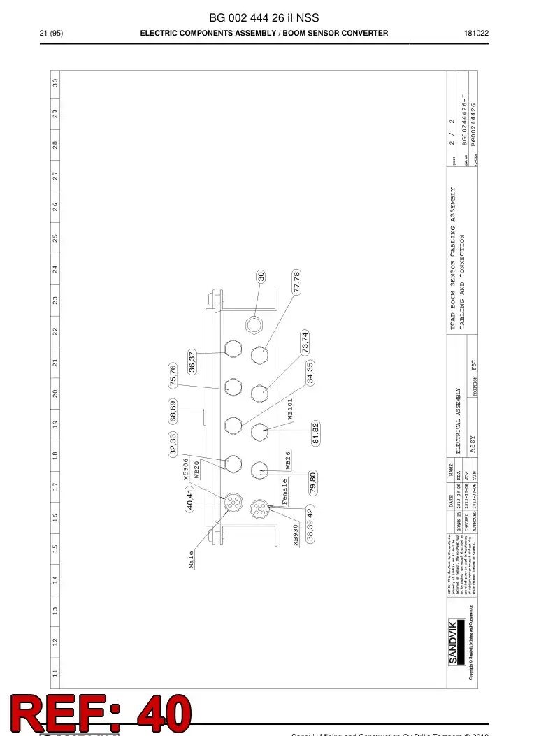 55178651a 551 786 51a CONECTOR DEL CHASIS - Sandvik Technical Drawing