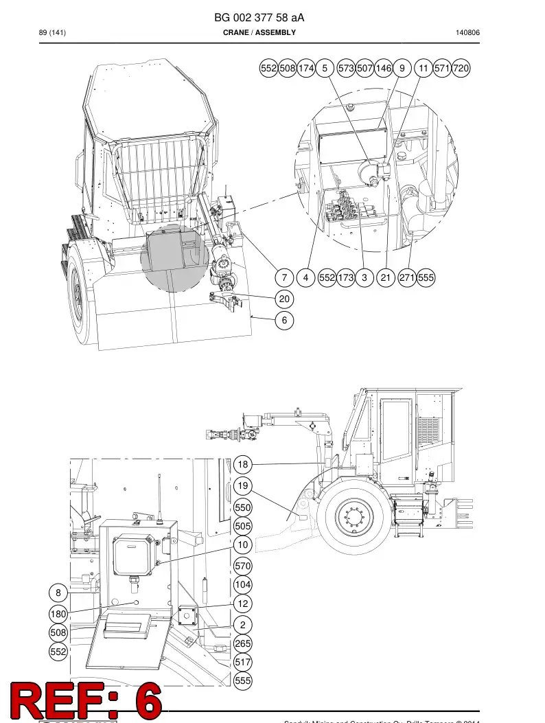55178797 551 787 97 Cover, Rubber - Sandvik Technical Drawing