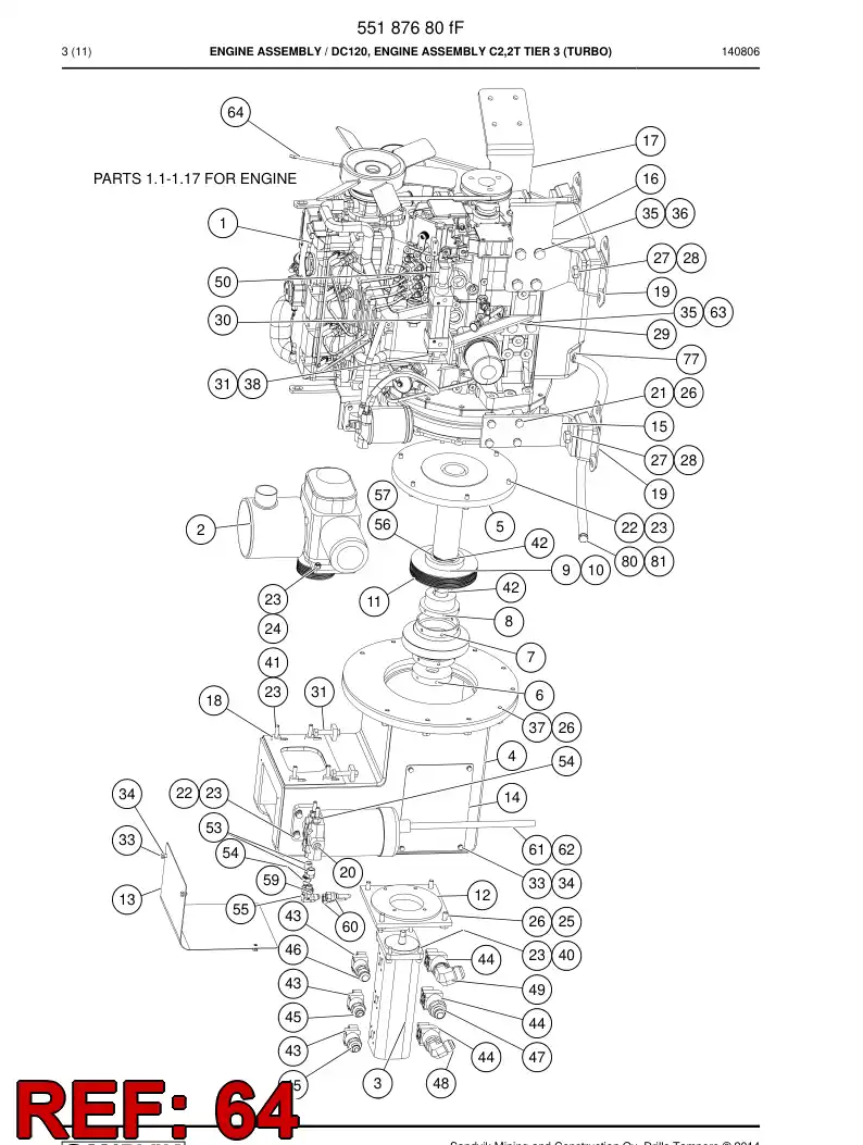 55179249a 551 792 49a Blade, Fan - Sandvik Technical Drawing