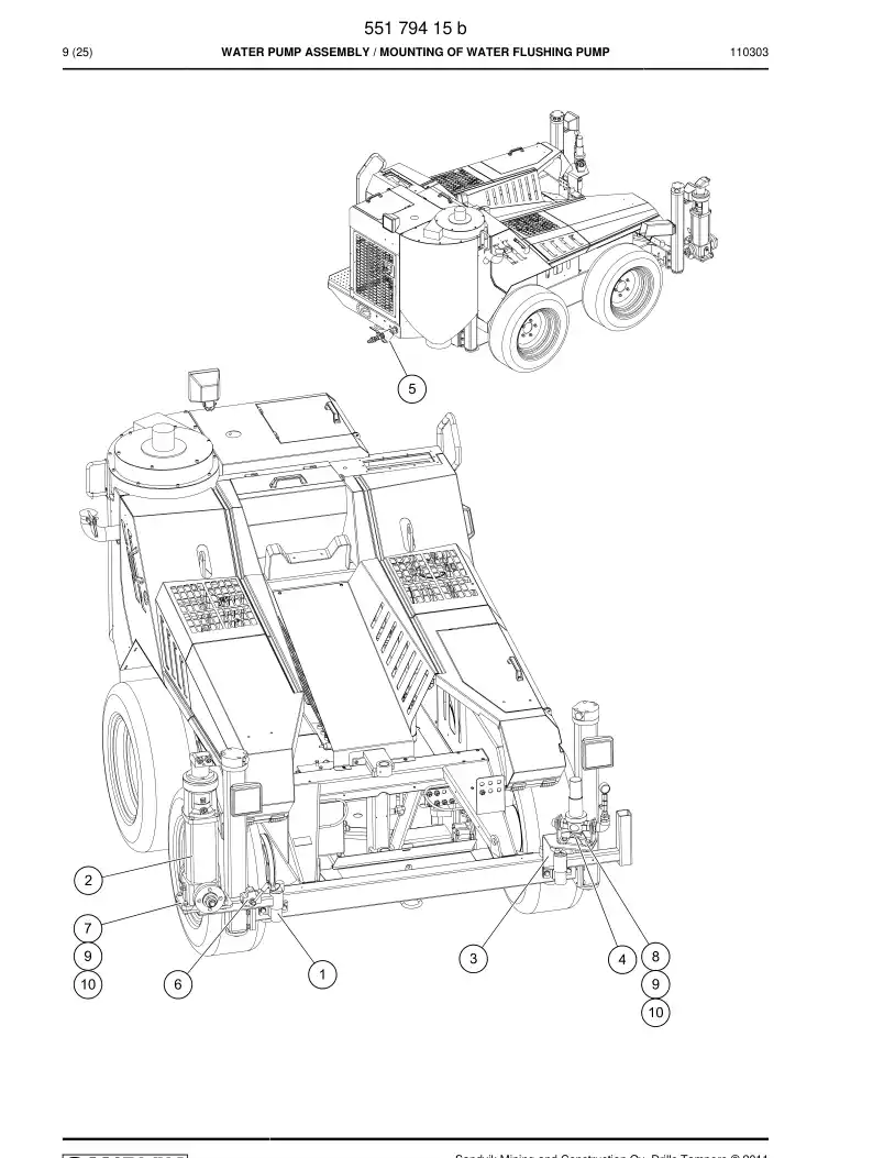 55179415b 551 794 15b WATER PUMP ASSEMBLY - Sandvik Technical Drawing