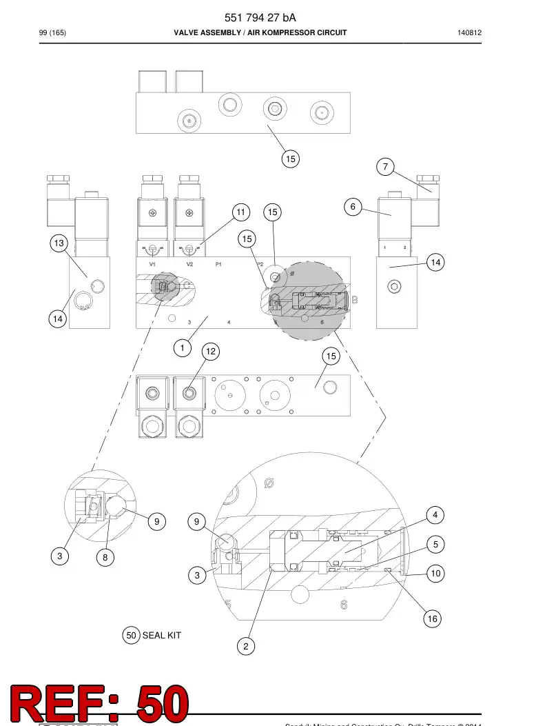 55179428 551 794 28 Seal kit - Sandvik Technical Drawing